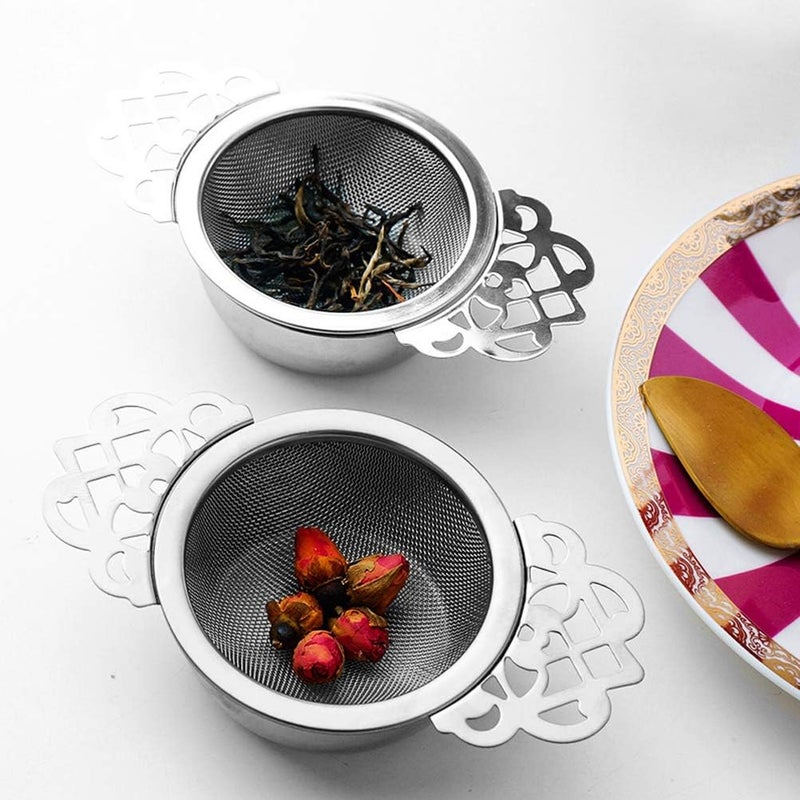 Vankcp 4 Set Tea Strainers with Drip Bowls, Loose Leaf Tea Strainers with Double Winged Handles Extra Fine Mesh Tea Infuser Brew Loose Leaf Tea, Spices, Seasonings - Image 3